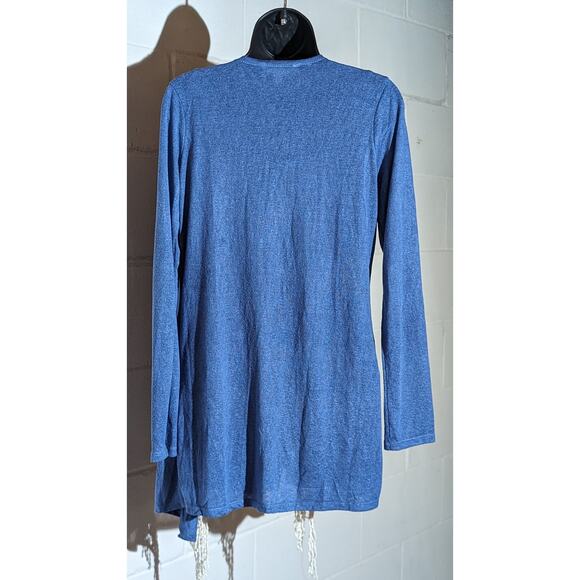 Charming Charlie Crochet Lace Trim Drape Cardigan Open Front Lightweight Medium - Picture 3 of 5